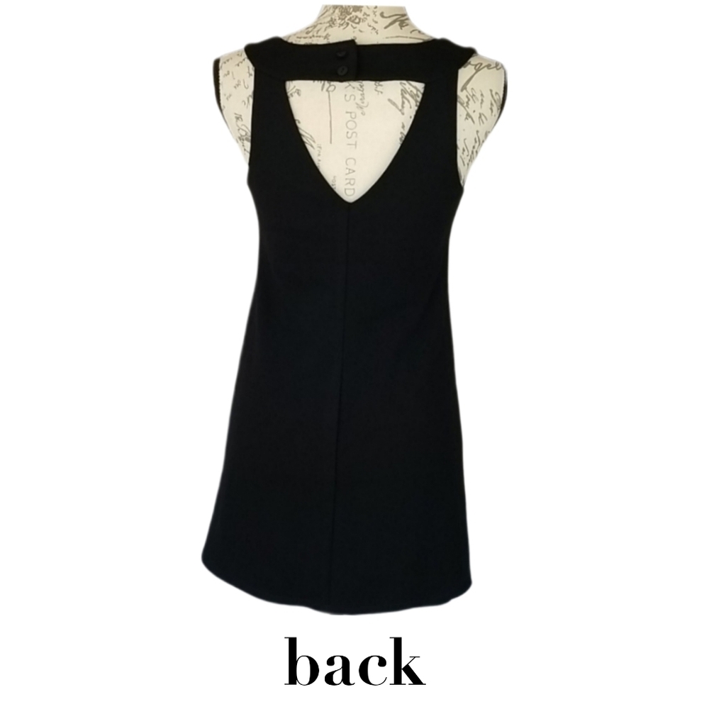 Vintage Retro Mini Dress Fully-Lined Cutout-Back in Black, Size XS - Picture 3 of 7